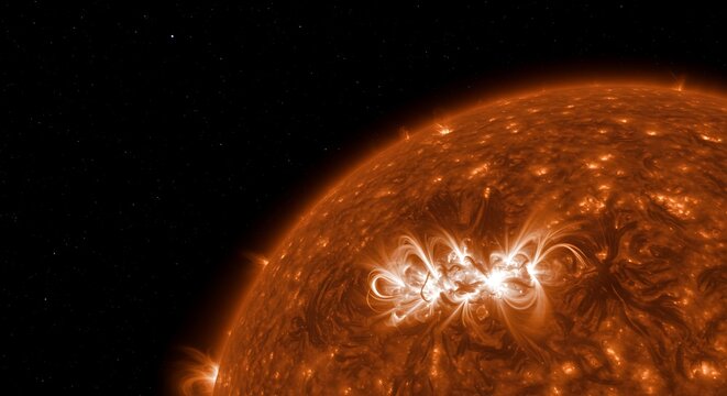 Solar Flare Erupting on Sun Surface.