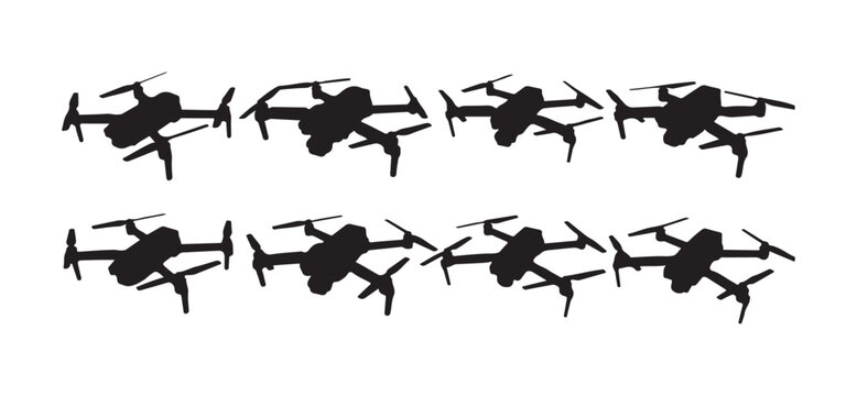 Flying drone animation sequence frames showing various angles of unmanned aerial vehicle flight motion.