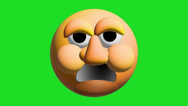 gaudy ugly crying sad or upset emoji with animated tears spurting from its eyes 4K isolated animation on a green screen chroma key background