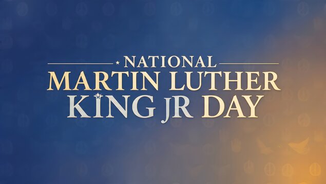 national martin luther king jr day, text on blue background