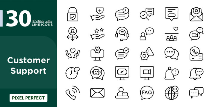 Live chat linear icon collection vector editable stroke illustration