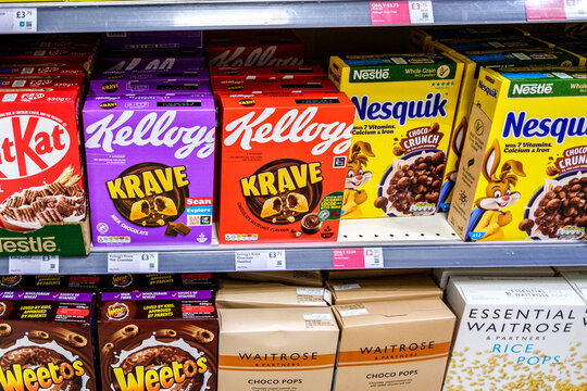 Selection of Kelloggs Nesquik and Waitrose Breakfast Cereals