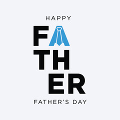 Obraz premium Happy fathers day creative text design with tie integrated into the word father symbolizing fathers special day, social media post