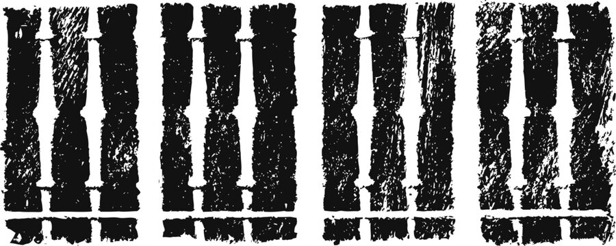 vintage woodcut vertical stripes pattern black textured ornamental design in grunge on white background