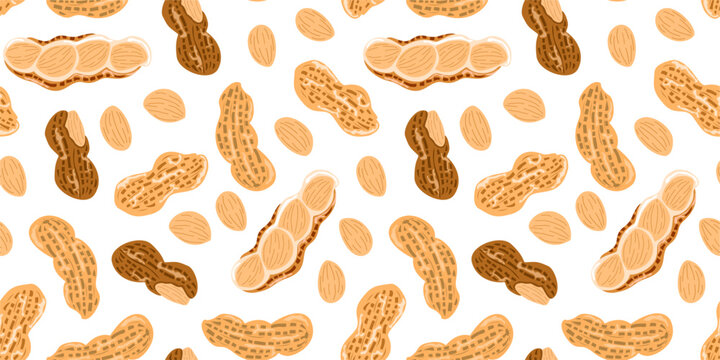 doodle peanut seamless pattern background. doodle peanuts pattern for packaging.	