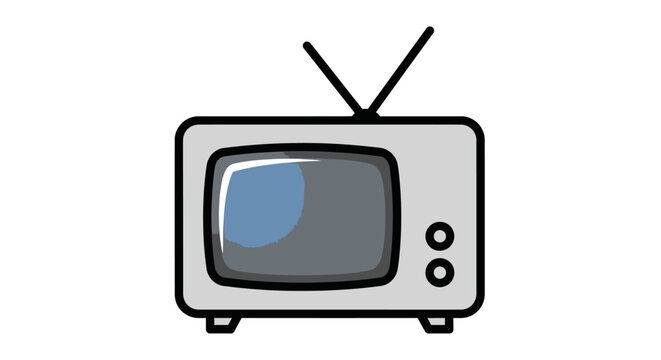 Retro Television Set With Antenna.
