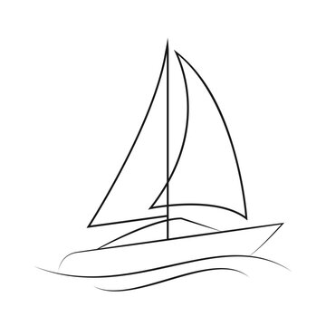 &ldquo;Minimal Sailboat Line Art Logo &ndash; Abstract Yacht Outline Vector&rdquo;