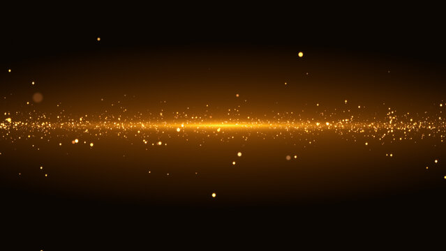Golden Particle Light Line Space Stars Background, Cinematic Lens Flare Energy Glow for Logo Reveal, Intro, Trailer, Visual Effects social media design element