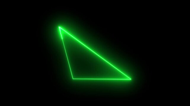 Vivid Green Neon Triangle Geometric Shape on Black Background abstract bright