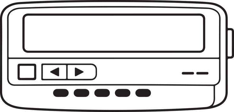 Minimal outline sketch of vintage pager device representing retro communication technology portable messaging system and classic electronic gadget