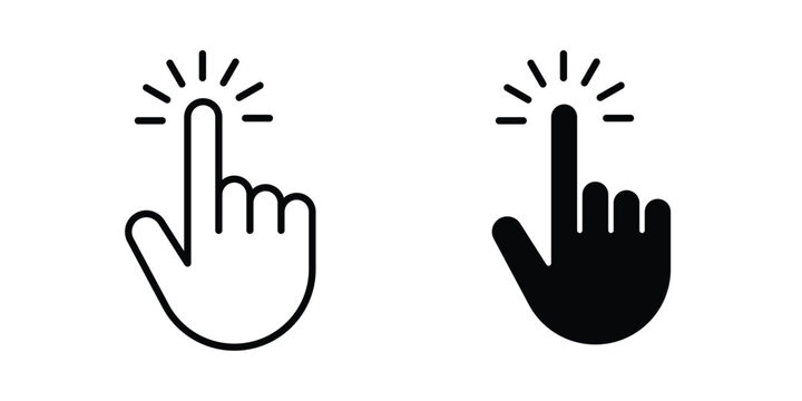 Click Hand icon clip art collection. Editable stroke icons