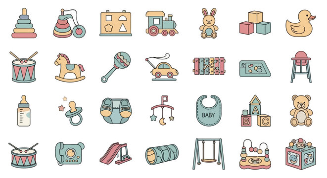 Baby toys and nursery items collection.