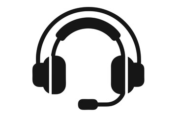 Fototapeta premium headset silhouette line art vector illustration