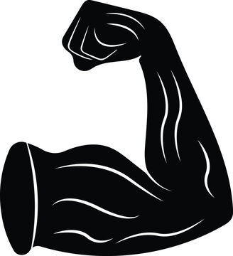 Powerful Muscular Bicep Flex Silhouette Illustration Representing Strength Fitness And Bodybuilding Training