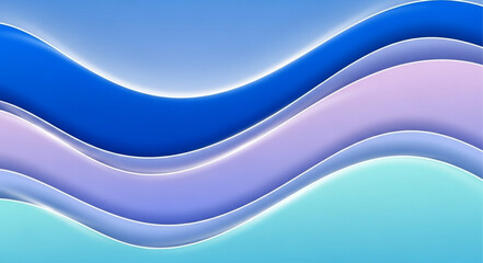 Obraz premium Layered wavy abstract gradient waves in blue.