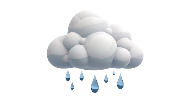 Rain Cloud with Falling Raindrops Illustration.