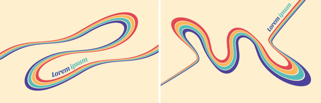 Retro style background. Dynamic lines create a swirling trail. Abstract curved and curling ribbons. Cover design template. 3D illustration for brochure, poster, card, presentation, flyer or banner.