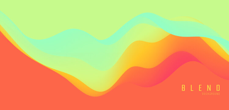 3D abstract wavy background with beautiful gradient colour transition. Dynamic wave. Vector illustration for banner, flyer, brochure, booklet, presentation or website design.