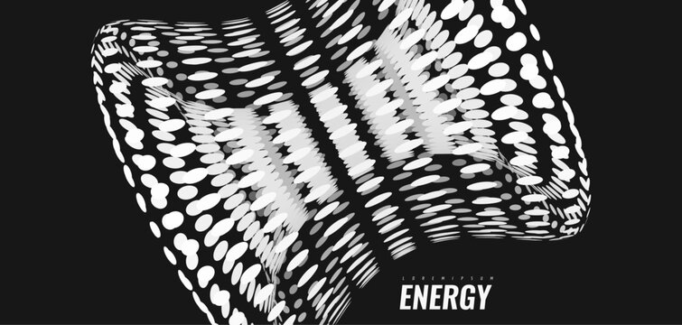 Hyperboloid. A three-dimensional mathematical figure. Detail of the mechanism. 3D modeling in science and education. Geometric element. Technology style. Industrial style. Vector illustration.