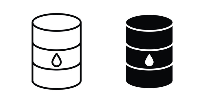 Oil drum container icon clip art collection. Editable stroke icons