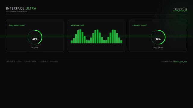 Global Connectivity Monitor Interface Ultra Digital Dashboard Tech Concept.