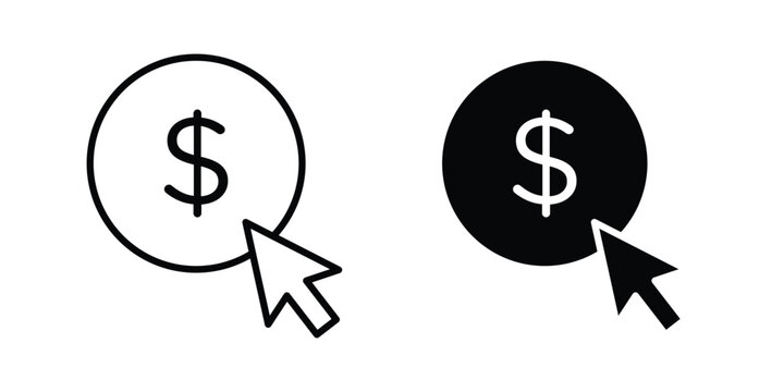 Pay per click icon clip art collection. Editable stroke icons