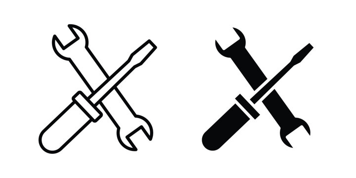 service tools icon clip art collection. Editable stroke icons