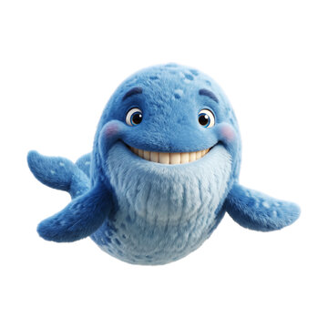Cheerful Smiling Blue 3D Whale Cartoon Character for Giant Marine Animal and Ocean Storytelling