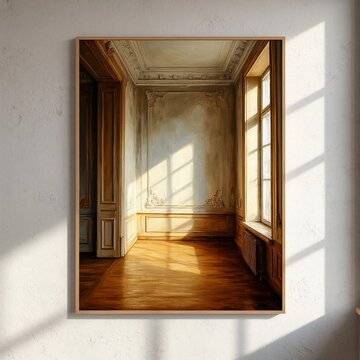 Oil Painting of a Picture within a Picture on a Blank Wall Droste Effect