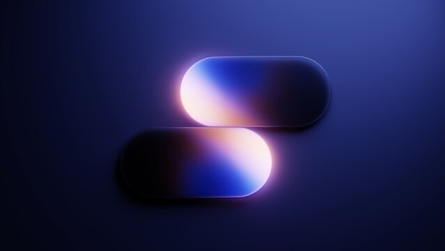 Two rounded glass plates with colorful glowing gradients in harmonic composition