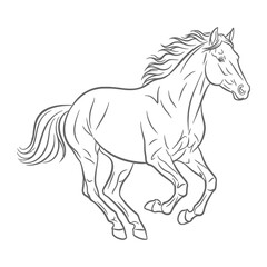 Obraz premium Galloping horse outline drawing illustration