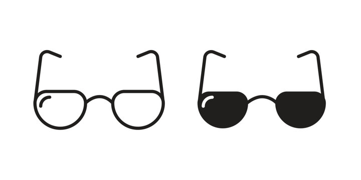 Eye glasses icon for mobile application, button and website design.