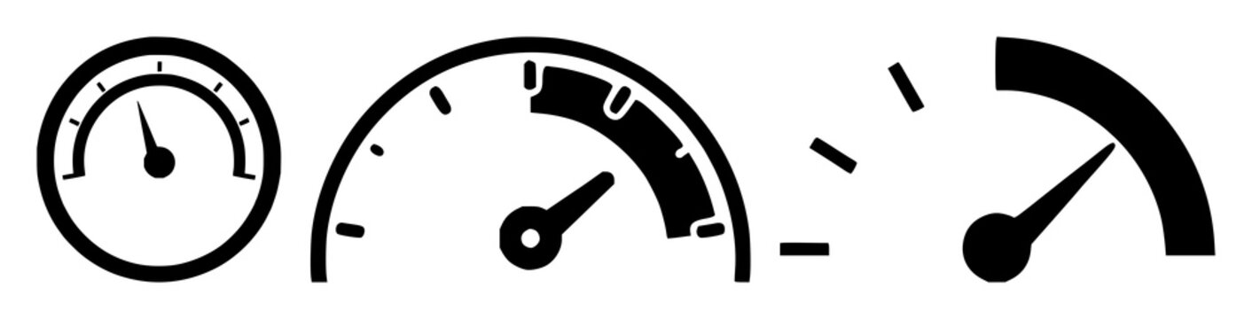 Credit score meter gauge icon set with solid black lines on white background featuring finance, banking, credit rating with vector and illustration