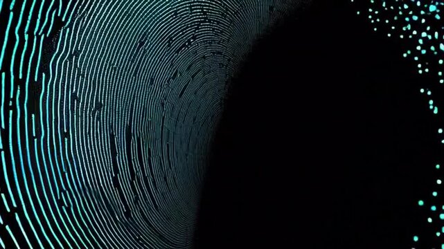 Abstract Cyan Point Cloud Data Particles Digital Torus