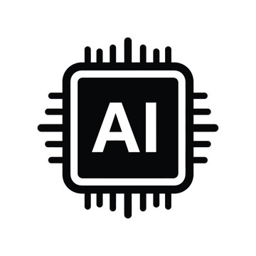A black and white icon depicts a microchip with the letters ai prominently displayed within its center high quality
