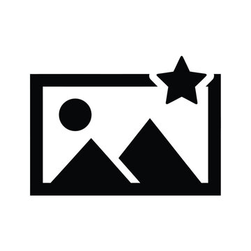 A simple black and white icon depicts a framed landscape with a star representing photography or image files