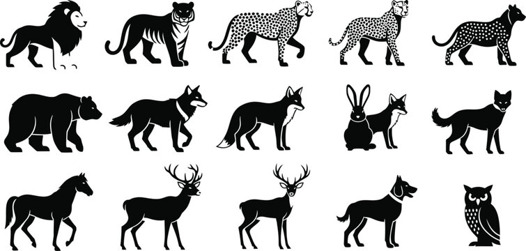 Collection of various animal silhouettes