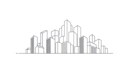 Fototapeta premium Minimalist city skyline outline illustration.