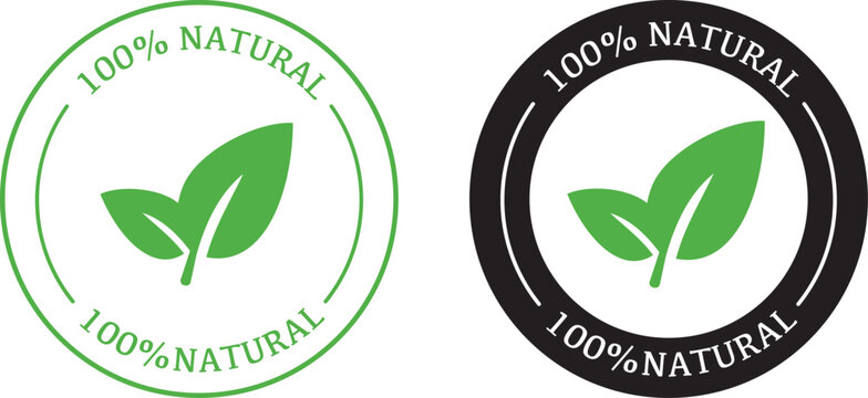 100% natural ingredients icon. Stamp illustration symbol. eco food and leaf vector.