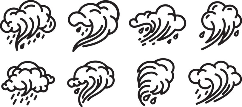 A collection of hand-drawn abstract animal heads in black and white Vector
