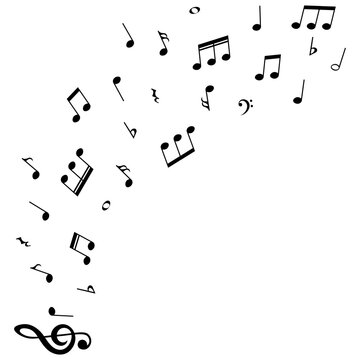 Musical pattern, music notes flow, vector illustration.