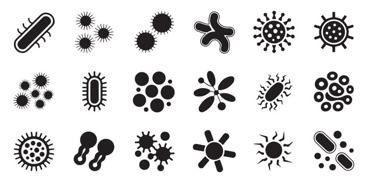 Collection of Microscopic Organism Icons for Biology and Medicine