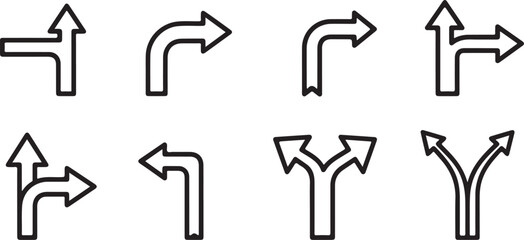 Diagram of various traffic signs indicating road directions Vector © Runa