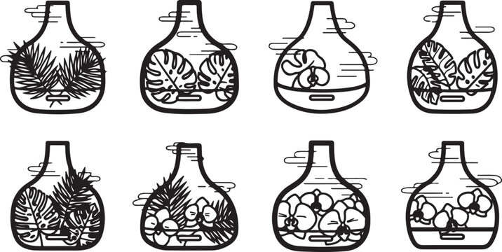 Traditional korean celadon vases with intricate inlaid designs Vector