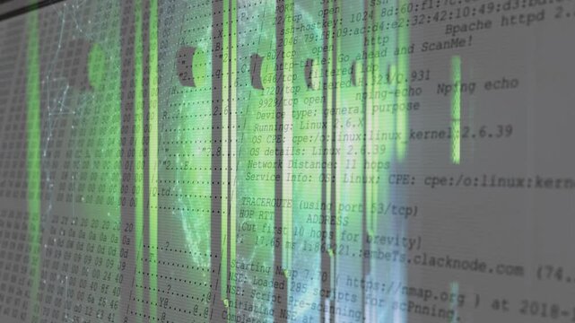 Racks showing green globe while right overlay emerging revealing terminal logs for datacenter ops