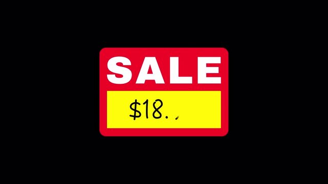 sale red stickers with price animation alpha channel motion graphics
