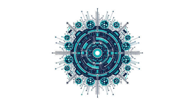 Futuristic circular digital technology and circuit board design