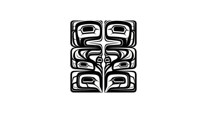 Traditional Haida art style pattern vector graphic design.
