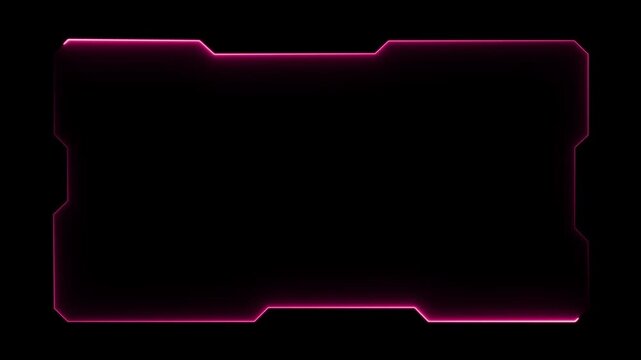 Glowing neon technological purple color HUD template callout animation. Neon purple motion graphics of hud callout 4k Animation video on Black Background