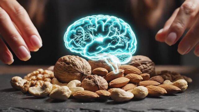 Brain Boosting Healthy Nut Food Concept.